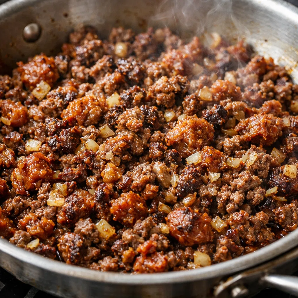 Browning Ground Meat for Easy Lasagna