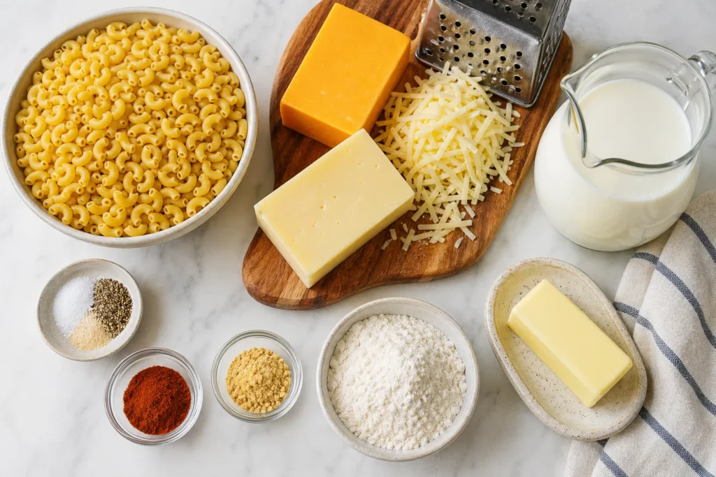 Creamy Baked Mac and Cheese Ingredients