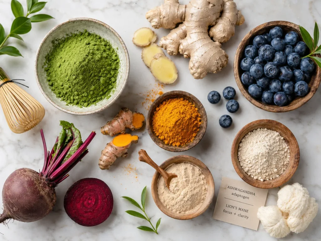 Energy Boosting Ingredients Flatlay