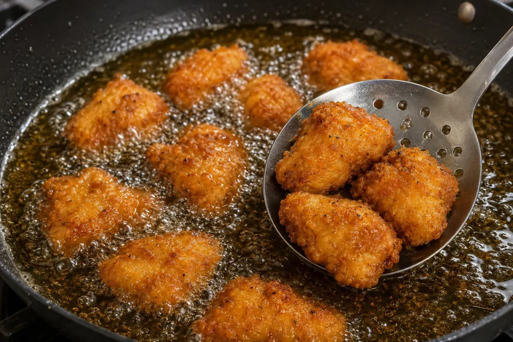 Frying Chicken Nuggets