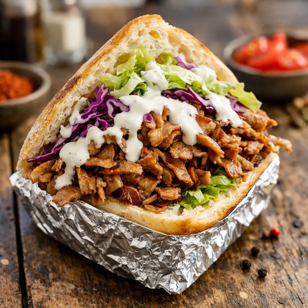 German Döner Kebab foil wrap