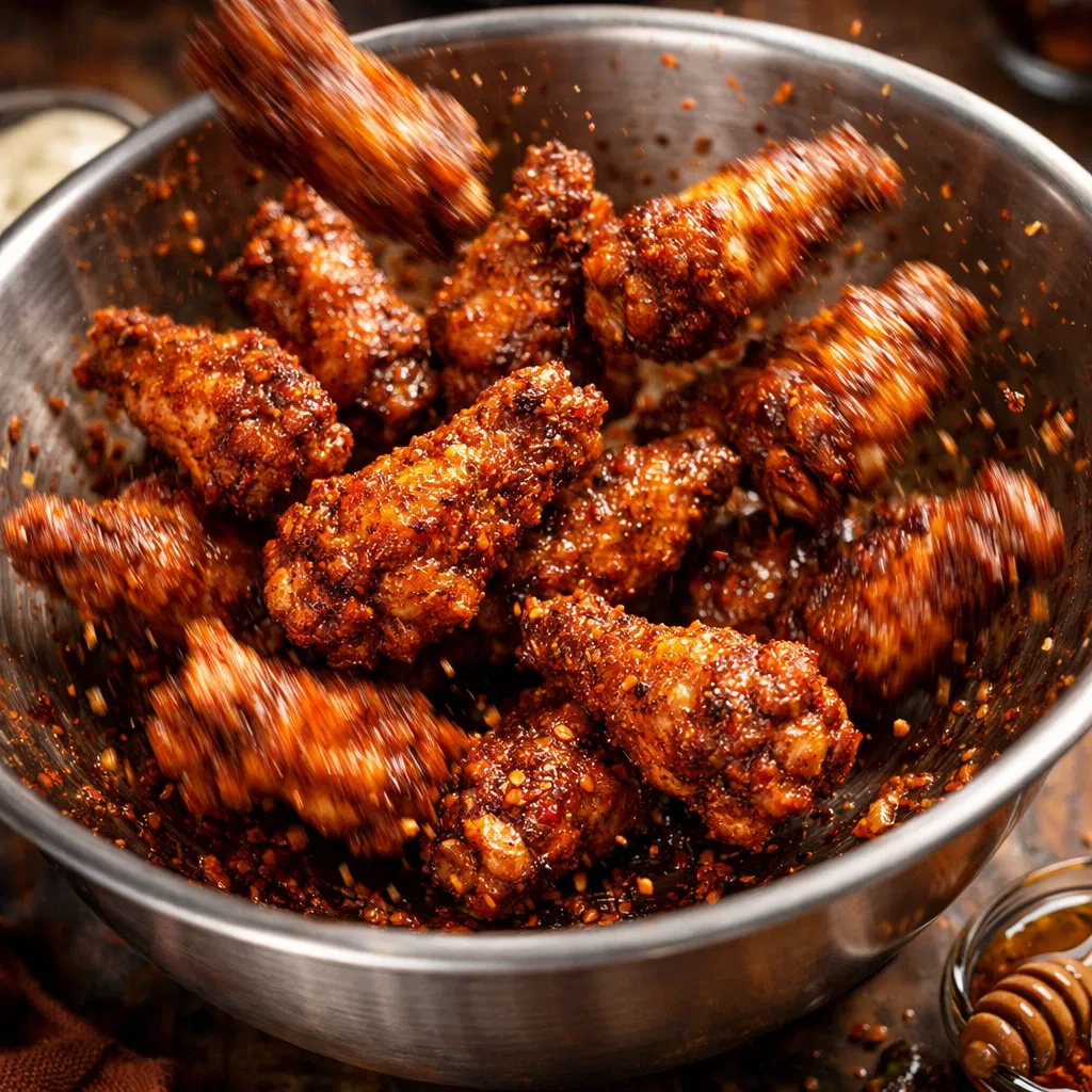 Hot Honey Rub Wingstop Tossing wings