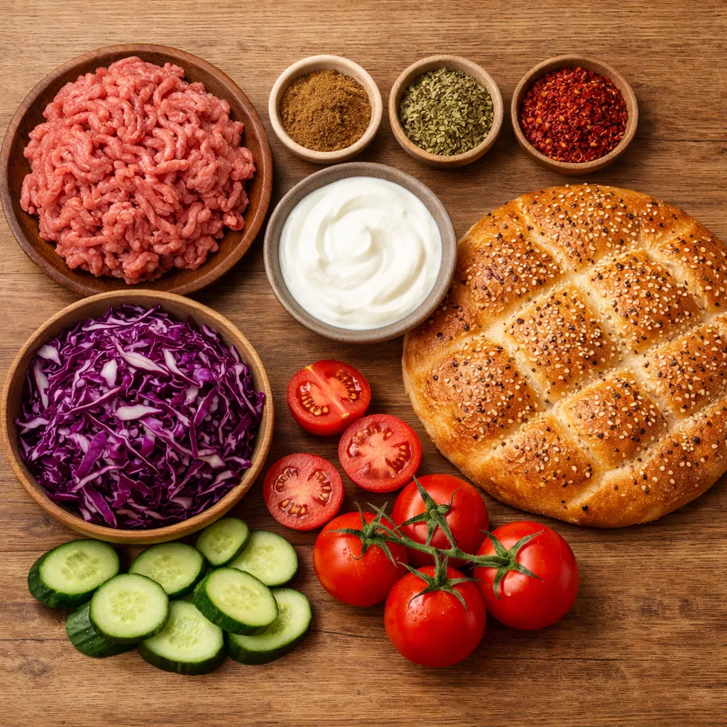 Ingredients doner ingredients flatlay