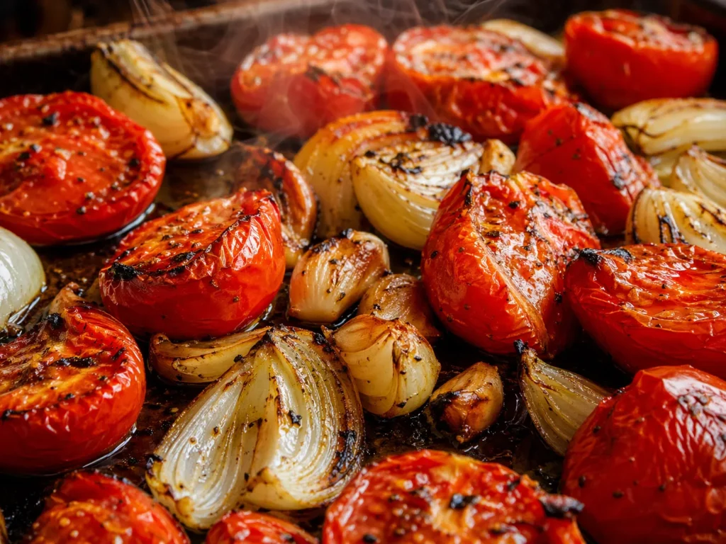 Roasting Tomatoes and Garlic
