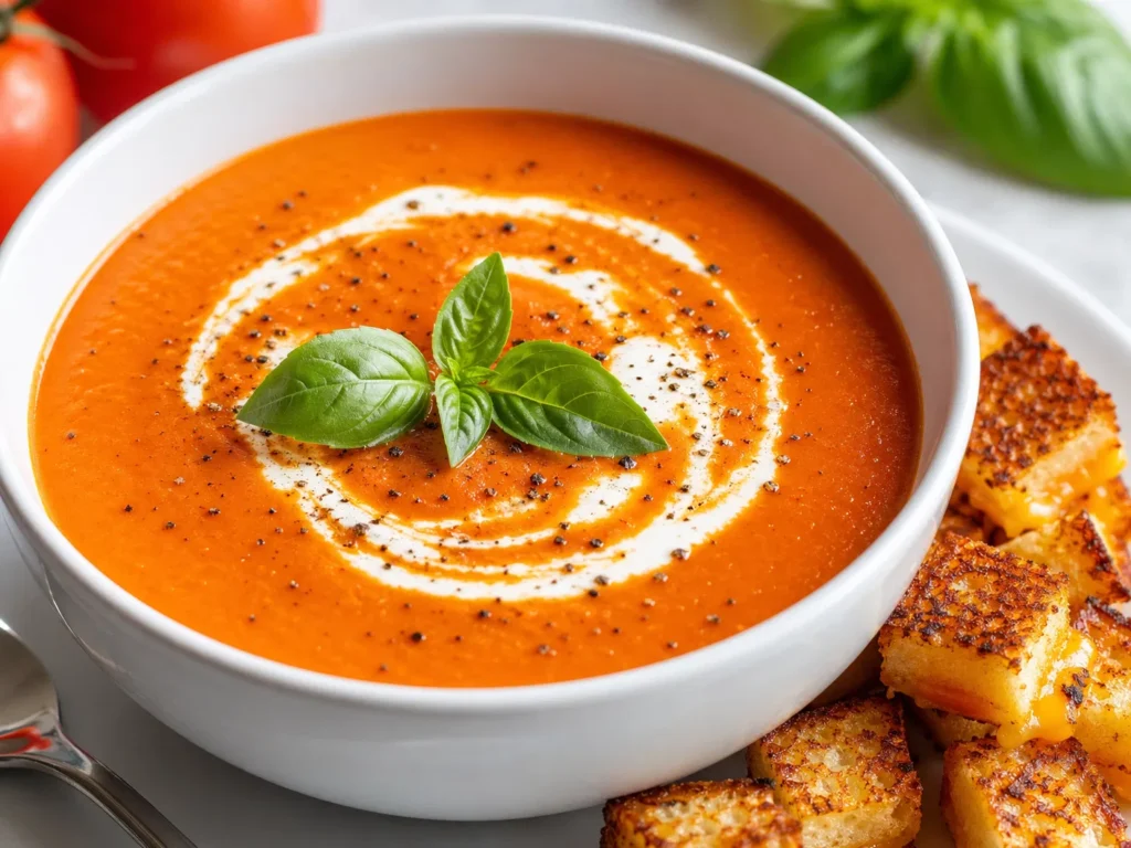 Serving Creamy Tomato Soup