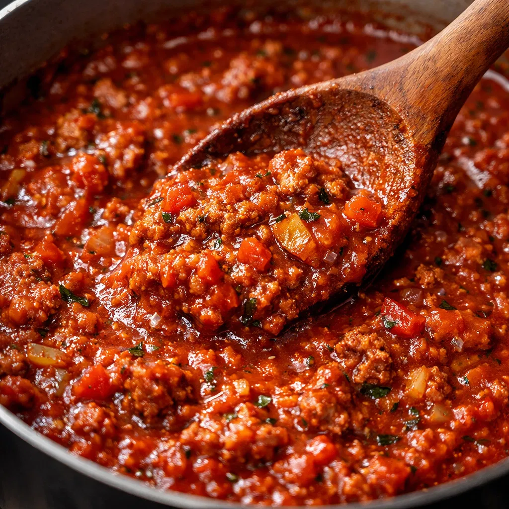 Simmering Meat Sauce For Easy Lasagna