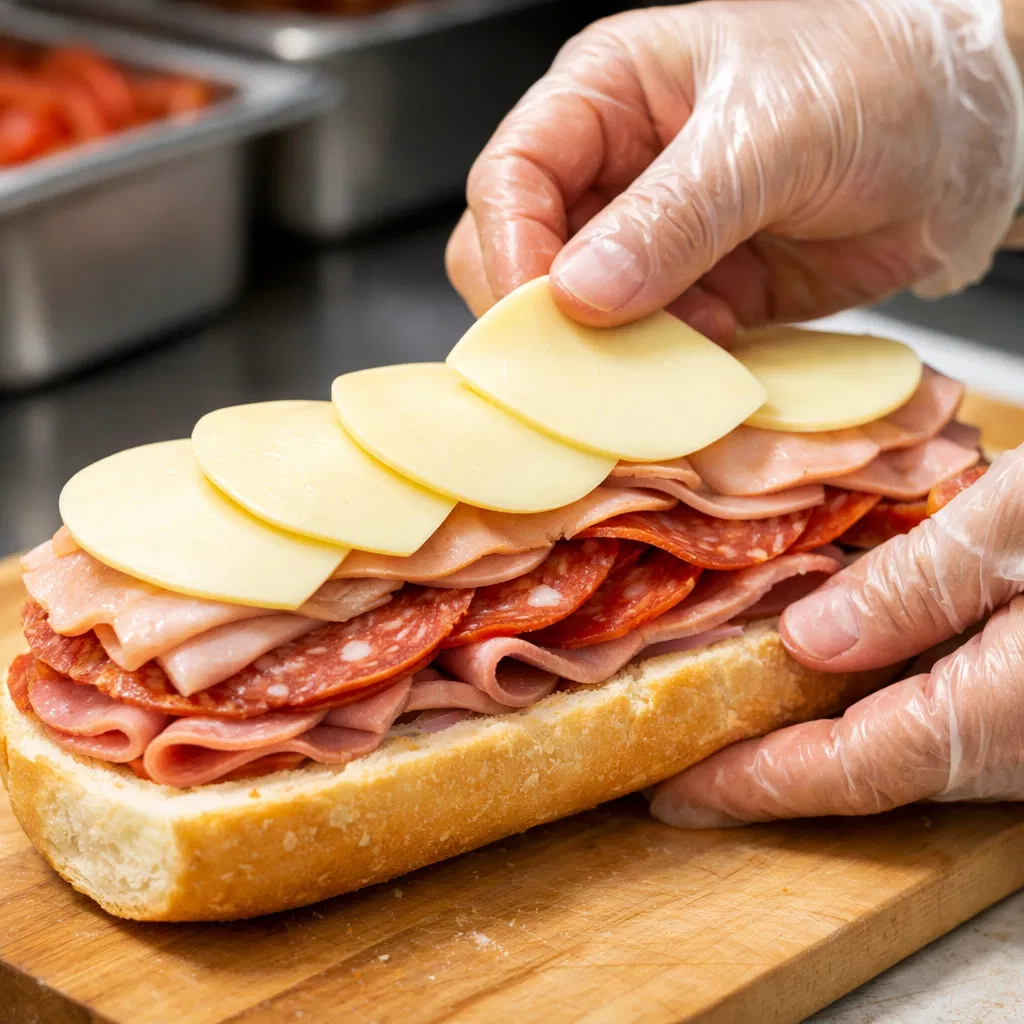 Subway Sandwich at Home Layering Ingredients