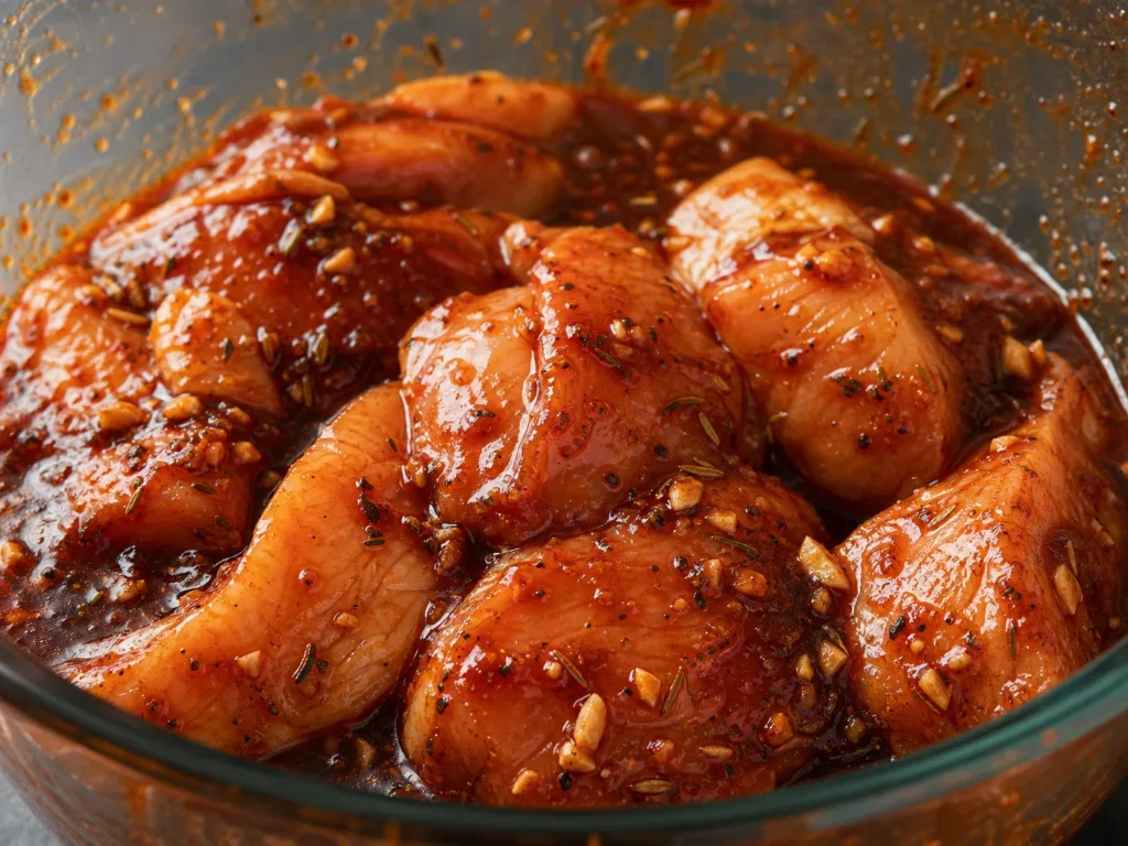 Chicken Marinating in Adobo Sauce