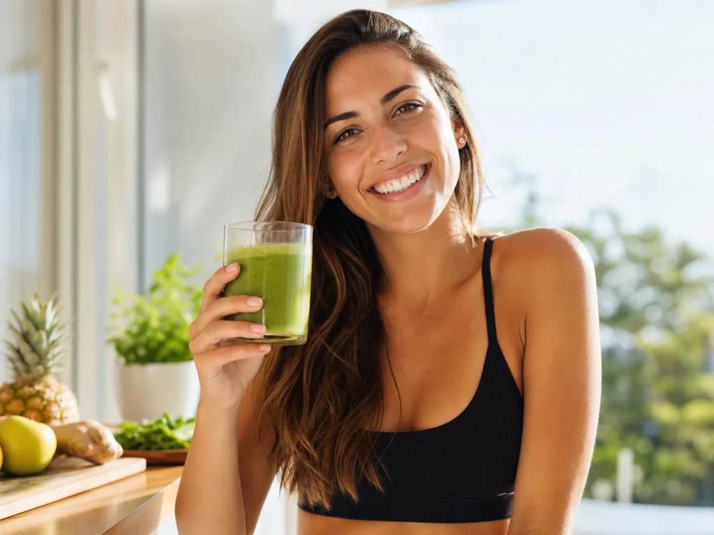 Enjoying a Morning Green Smoothie