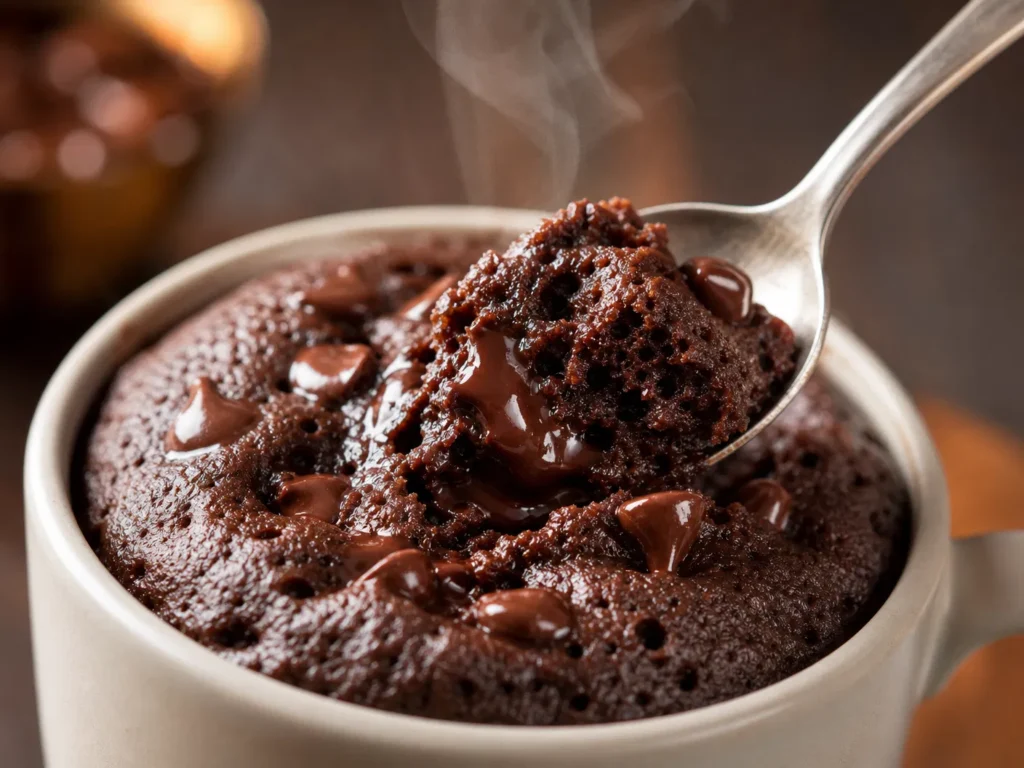 First Bite of Gooey Mug Cake