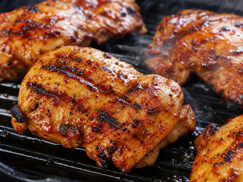 Grilling the Adobo Chicken
