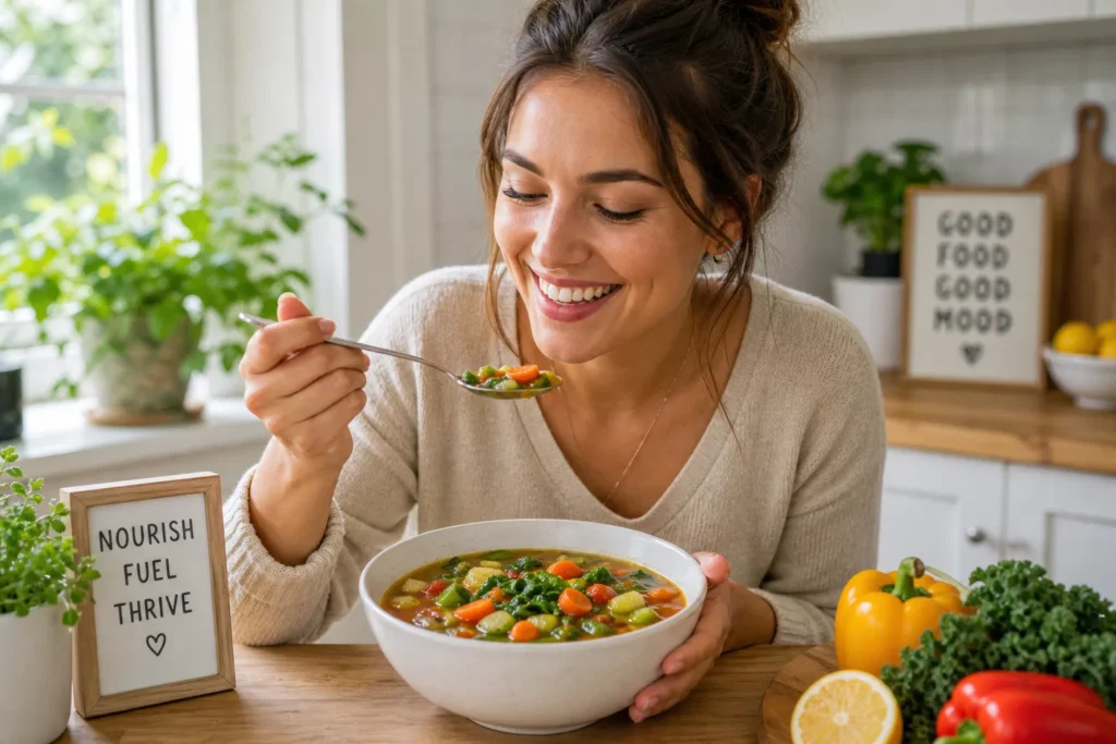 Person Eating Weight Loss Soup