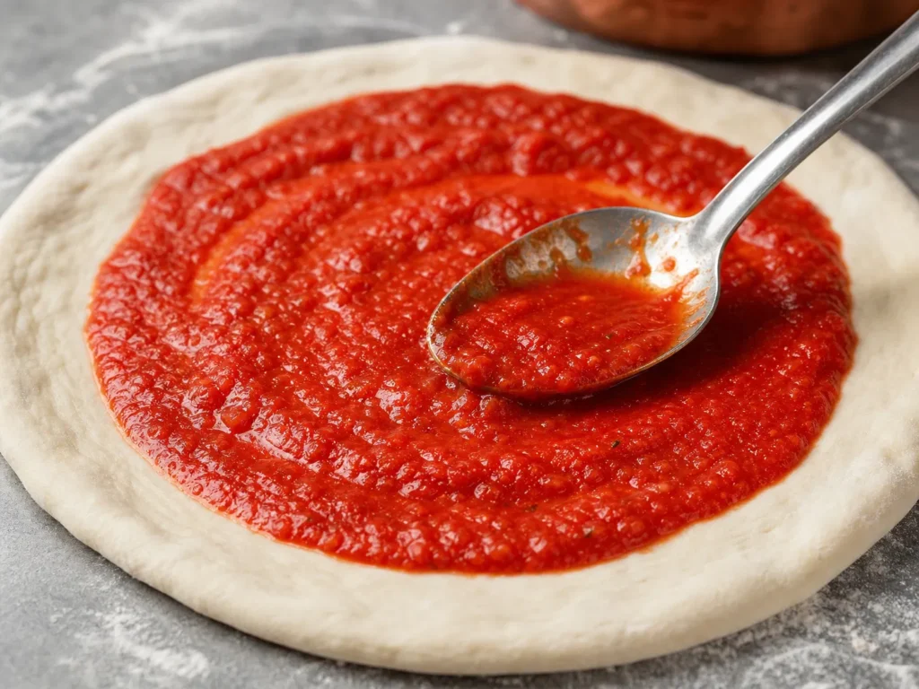 Spreading Tomato Sauce
